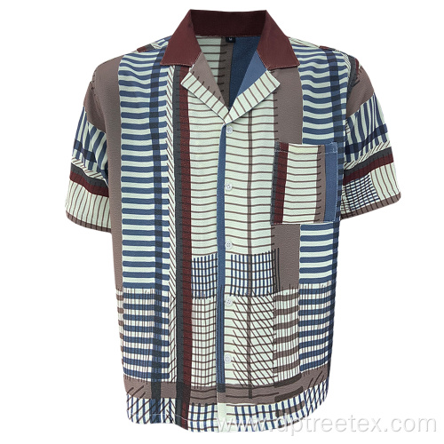 Custom Design Men's Summer Pocket Textured Casual Shirt